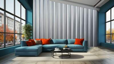 A Seamless Pattern of Vertical Metallic Stripes Creating a Modern Industrial Background Wall mural