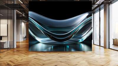 Abstract glass shape on black background, render, glass, abstract, shape, background, black,render, modern, design Wall mural