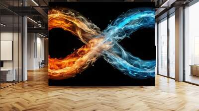 Fire and ice infinity sign symbolizing contrasting elements and eternal balance , fire, ice, infinity, symbol, contrast Wall mural