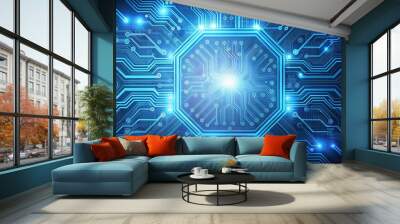 Futuristic abstract electronic circuit pattern background , technology, circuit board, digital Wall mural