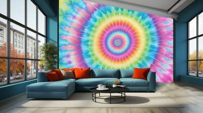 Pastel spiral tie dye pattern background, tie dye, spiral, pastel, background, wallpaper, colorful, vibrant, hippie, trendy Wall mural