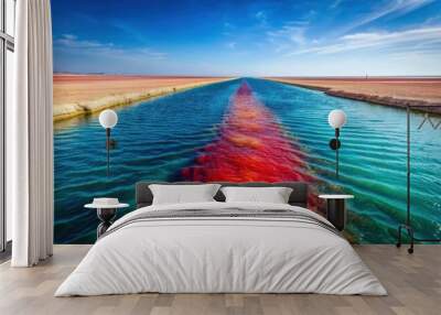 Red sea parting showing ocean separating to form a canal for passage, red sea, parting, ocean, canal, passage, miracle, Moses Wall mural