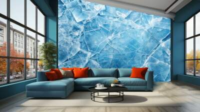 Seamless frozen cracked ice block background overlay, icy, winter, cool, summer, refreshment, backdrop, silver Wall mural