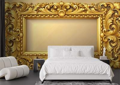 Square golden frame in xxl size for elegant and luxurious decor Wall mural