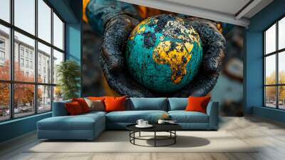 The impact of pollution on our planet a striking representation of contaminated earth and environmental responsibility Wall mural