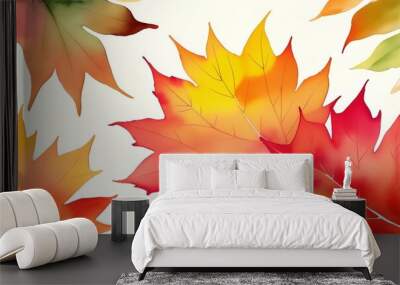 A painting of autumn leaves with a lot of different colors Wall mural