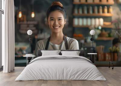 A woman in a white shirt Wall mural