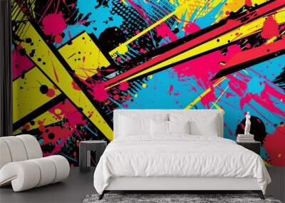 Abstract colorful background color splash 90s Wall mural