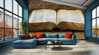 Ancient old book on table Wall mural