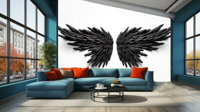 Black angel wings, generative ai Wall mural