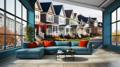 Modern residential houses in luxury neighborhood. Wall mural