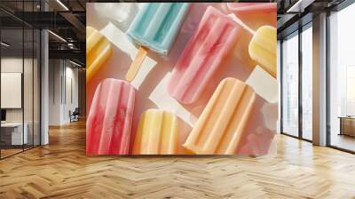 Popsicles on table, colorful natural summer ice cream Wall mural