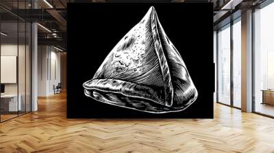 A drawing of a triangular shaped food item with a white background Wall mural