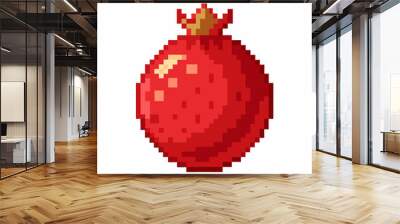 Pixel Art Pomegranate Retro Style Digital Fruit Illustration Wall mural