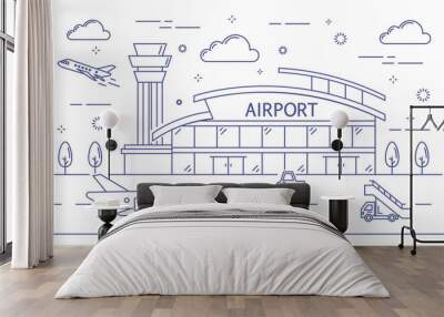 Airport line building. Wall mural