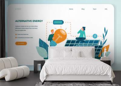 Alternative energy web banner or landing page. Idea of ecology Wall mural