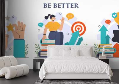 Be better concept set. Improvement and development idea. Growth Wall mural