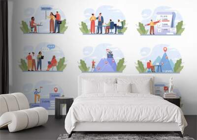 Beginner or newbie concept set. New employee starting a career, Wall mural