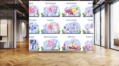 Big doctors set. Healthcare, modern medicine treatment, expertize Wall mural