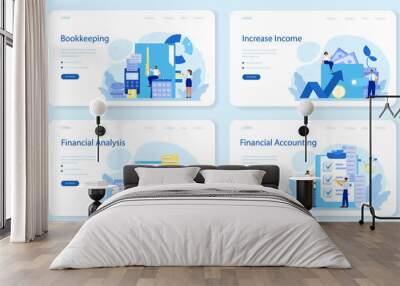 Bookkeeper web banner or landing page set. Professional accountant Wall mural