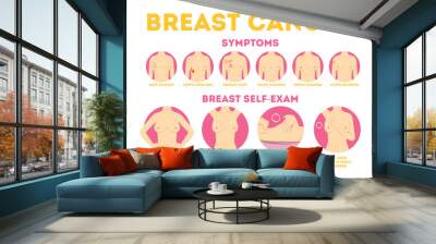 Breast cancer pink infographic for woman awareness. Wall mural