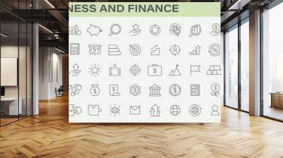 Business and finances line icons collection. Corporate growth, market investment strategy. Profit analysis, global economy trends. Innovative financial solutions, dynamic market analysis. Wall mural