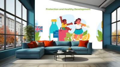 Child rights set. Vector illustration Wall mural