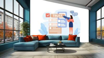 Company credibility set. Brand reputation based on customer loyalty Wall mural