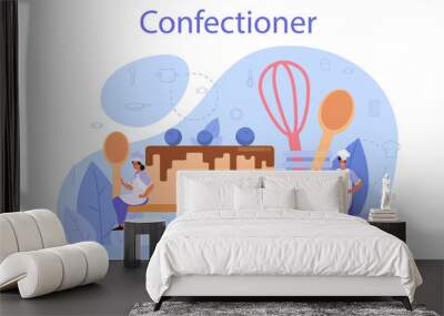 Confectioner concept. Professional confectioner chef. Sweet baker Wall mural