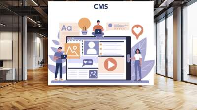 Content management and cms concept. Idea of digital strategy Wall mural