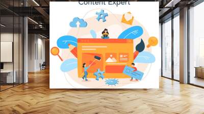 Content management concept. Idea of digital strategy and content Wall mural