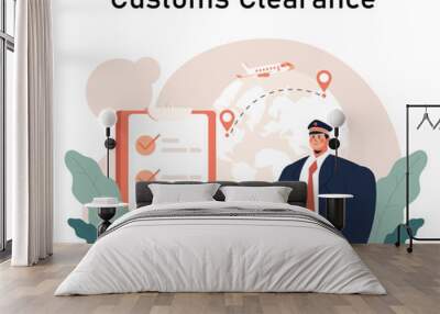 Delivery of goods. Warehousing, logistics and delivery of customer' order. Transportation and distribution service. Flat vector illustration Wall mural