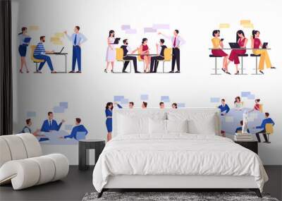 Discussion and brainstorming in team concept illustration Wall mural