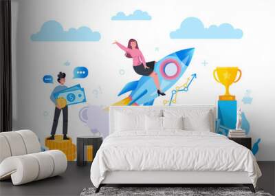 Enterpreneur concept. Idea of lucrative business, strategy Wall mural