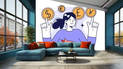 Family budget planning. Household earnings and expenses management Wall mural