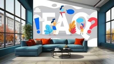 FAQ or question and answer concept. Customer help Wall mural