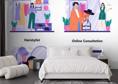 Fashion stylist concept set. Modern, creative job, professional fashion Wall mural