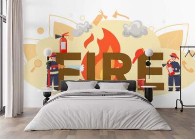 Fire typographic header. Professional fire brigade firhting Wall mural