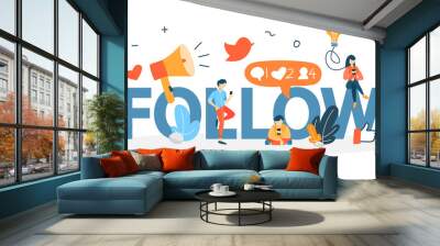 Follow concept illustration Wall mural