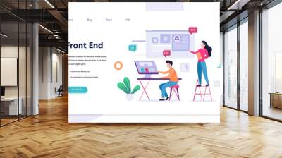 Frontend development web banner concept. Website interface Wall mural