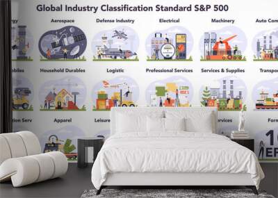 Global industry classification standard set. Financial market categorization Wall mural