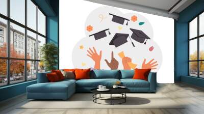 High school or college graduation. Celebration and diploma awarding Wall mural