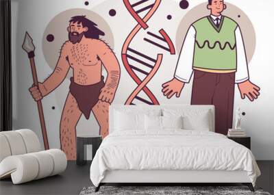 Human evolution stages. Evolutionary development from primate Wall mural