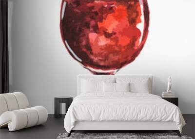 Isolated watercolor red wine glass on white background. Concept of celebration, relaxing or restaurant menu. Wall mural