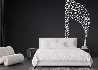 Music note made of music notes. White notes pattern. Note shape. Poster and decoration idea. Wall mural