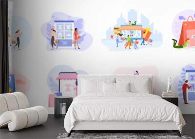 Online shopping concept. E-commerce, customer on the sale Wall mural