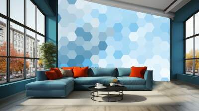 pastel blue geometric hexagon pattern without contour. Wall mural