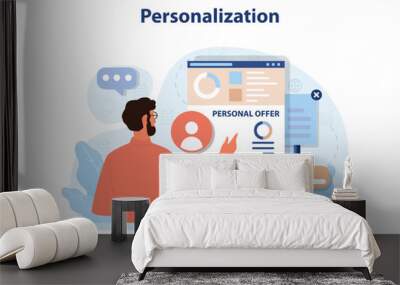 Personalization. Customization of client experience software. Social media Wall mural