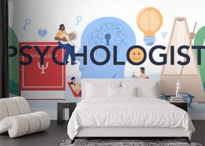 Psychologist typographic header. Mental health diagnostic. Doctor treating Wall mural