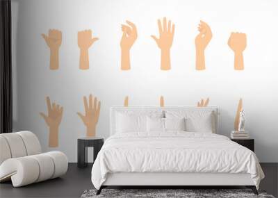 Set of hands showing different gestures Wall mural